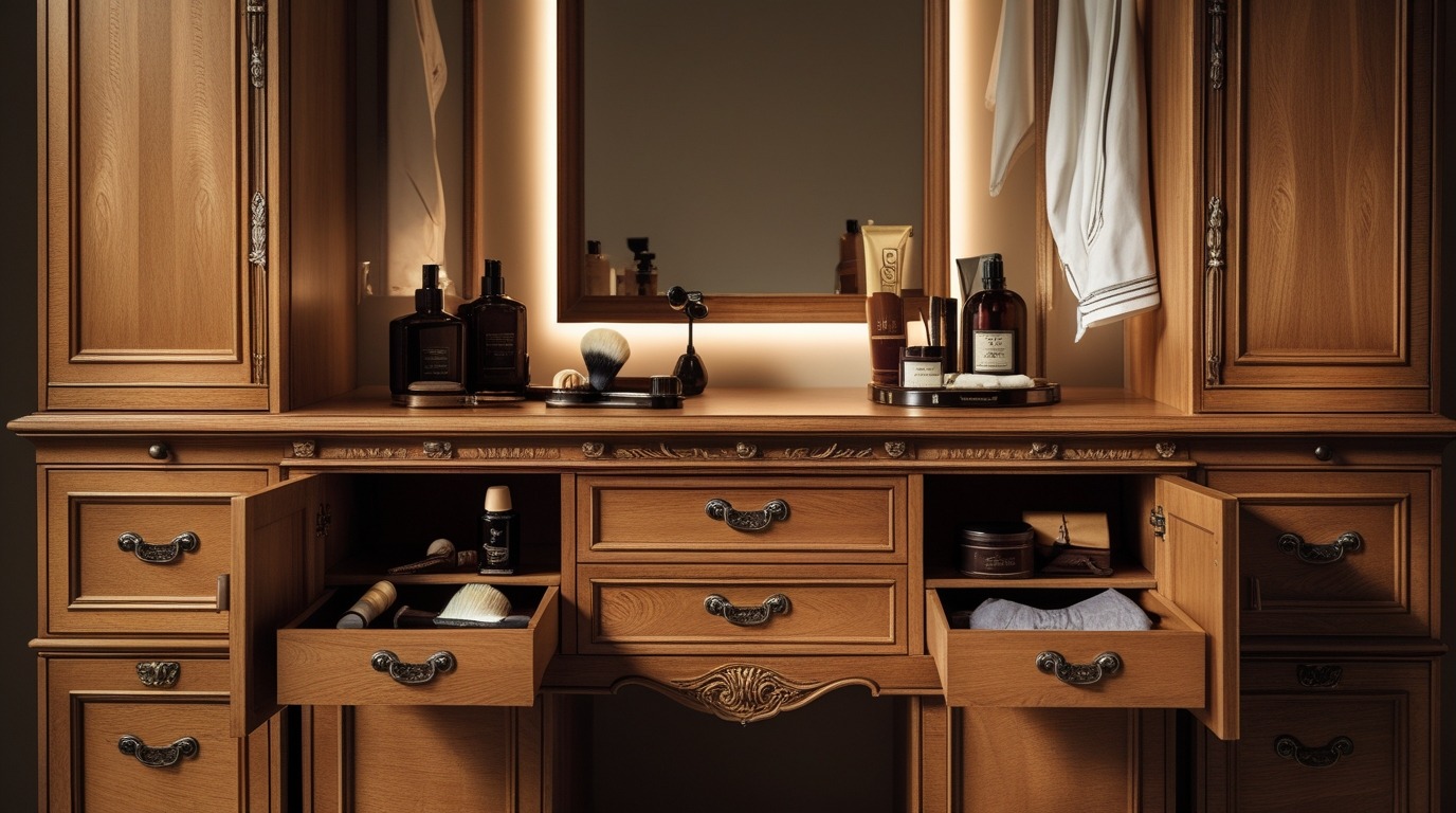 Auder New Grange Wooden Butler Dressing Station in Vintage Oak